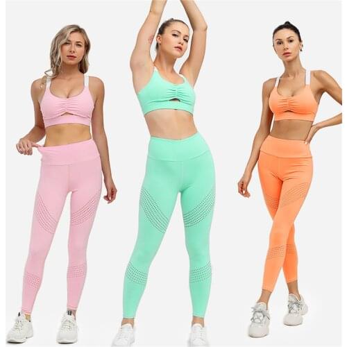 Seamless Women Yoga Suit Fitness Gym Athletic Running Bicycle Tracksuit Adjustable Bra Tight Hollow Leggings Sportwear,ZF912