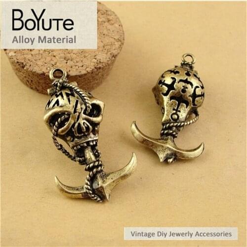 BoYuTe (10 Pieces /lot) 45*25MM Vintage Metal Big Skull Anchor Charms for Jewelry Making Diy Handmade Anchor Pendant Charms