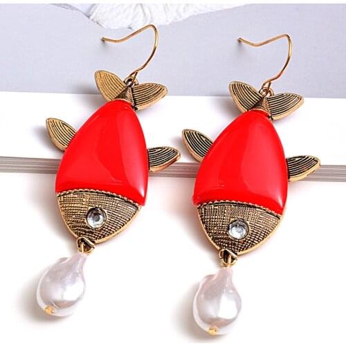 New Statement Fashion resin Long fish Earrings High-Quality Dangle Drop Earring Wholesale Jewelry Accessories For Women