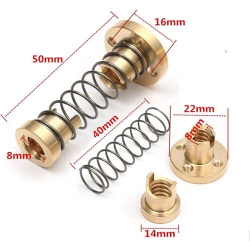 KuaiJieWei 3D printer Store T8 Anti-Backlash Spring Loaded Nut For 14mm Acme Threaded Rod Lead Screws