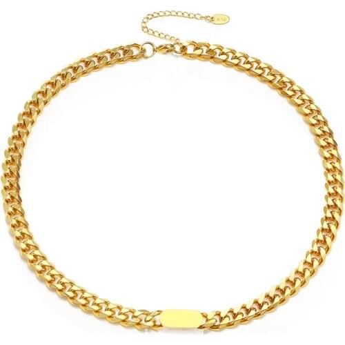 Chunky Miami Cuban Chain Link Necklace for Women Chunky Choker Necklace Stainless Steel Punk Jewelry