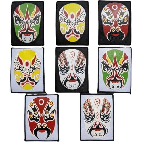 New Chinese Beijing Opera Painting Hot Melt Adhesive Patch Sticker Canvas Shoe Bag DIY Decorative Accessories Iron on Patches