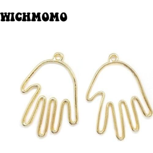 New 42*32mm 4pieces/bag Zinc Alloy Gold Palms Shape Porous Connector Charms Linker for DIY Necklace Earring Jewelry Accessories