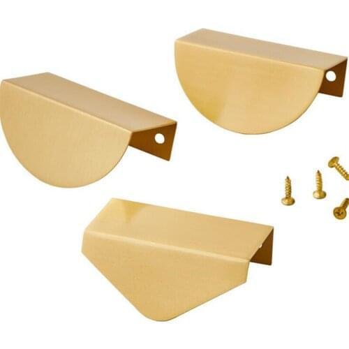 New Brass Invisible Cabinet Door Handle Modern Minimalist Rounded Corner Wardrobe Drawer Knob Handles Furniture Pulls Diy