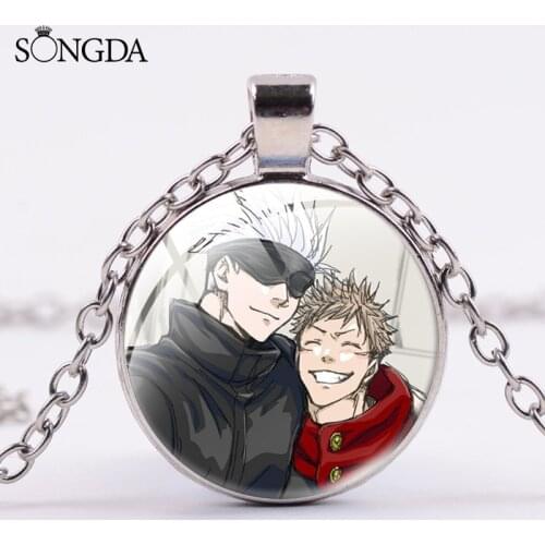 Two-Dimensional Animation Support Picture Art Photo Necklace Fashion Decorative Glass Pendant Golden Chain Female Necklace