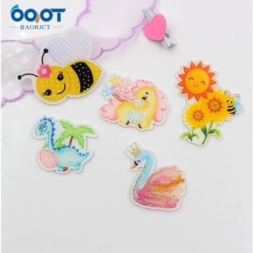 PB2083,5pcs/Cartoon Animals Acrylic Flatback For Hair Bows Snack Planar Acrylic Crafts for DIY Phone Decorations