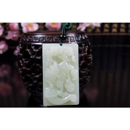 Natural hetian white jade handcarved kirin pendant simple retro pendant temperament jewellery fashion for woman men luckly