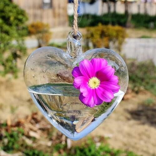Heart-Shaped Hanging Glass Flower Planter Vase Terrarium Container for Hydroponic Plants Home Garden Decor Wholesales