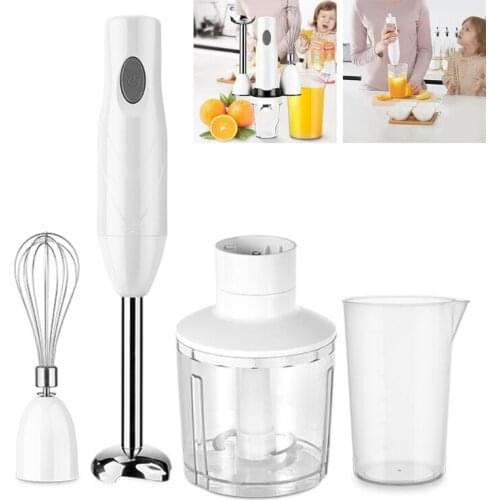 Household Hand Blender One-Touch Control w/ Stainless Steel Blades Egg Beater Grinding Cup Mixing Cup Meat Ground Cup