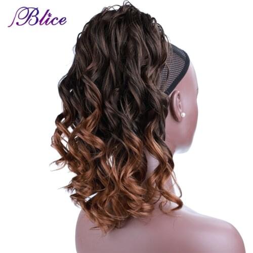 Blice Synthetic Hair 16-20 Inch Bouncy Curly Ponytail Clip-In Hair Extensions Warp Around Drawstring Ponytails For Women