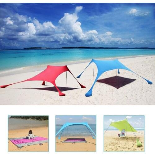Sun Shade Beach Tent With Sandbag UPF50+ UV Lycra Large Family Canopy For Outdoor Fishing Camping Portable Sunshade Awning Set