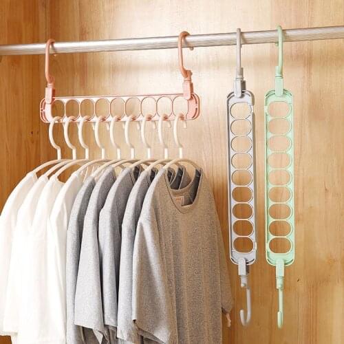 Hanger Wardrobe Drying Plastic Household Hanger Storage Rack Folding Nine-Hole Multifunctional Hanger