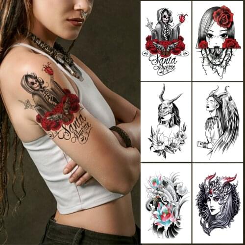 Waterproof Temporary Tattoo skull angel wings lion Fake Tatto Flash Tatoo Body Art Arm Shoulder Chest Tattoo Sticker men women