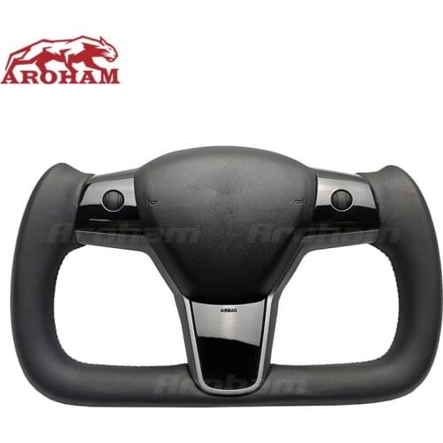 Yoke Steering Wheel For Model 3 Model Y 2018 2019 2020 2021 With Piano Black Car Modified Upgrade Carbon Fiber For Tesla