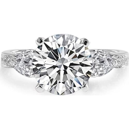 Real 925 Sterling Silver Ring Women Diamond Engagement Wedding Party Luxury Exquisite Elegant Gift for Girlfriend Fine Jewelry