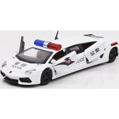 17.6CM 1/36 Scale Metal Alloy Police Security car Polizei Gull Wing Door Extended Pull Back Diecast Vehicles Model Toy Children