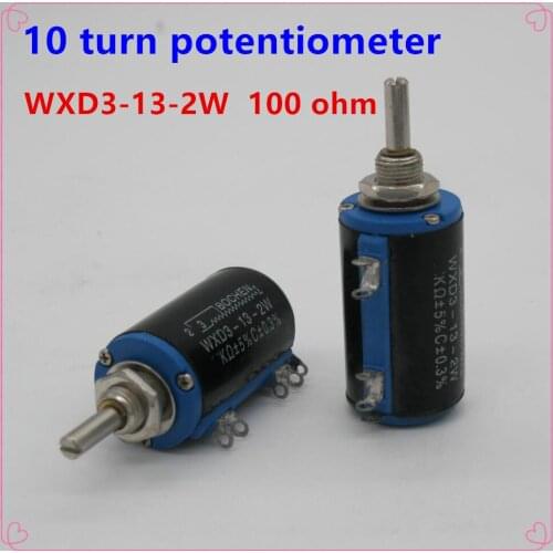 10pcs WXD3-13-2W Shaft Dia 100 ohm Rotary side Multiturn Potentiometer 10 turn potentiometer 10 ring potentiometer