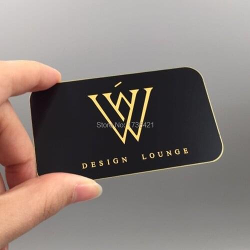 150pcs/lot)black base with glossy gold metal cards printing