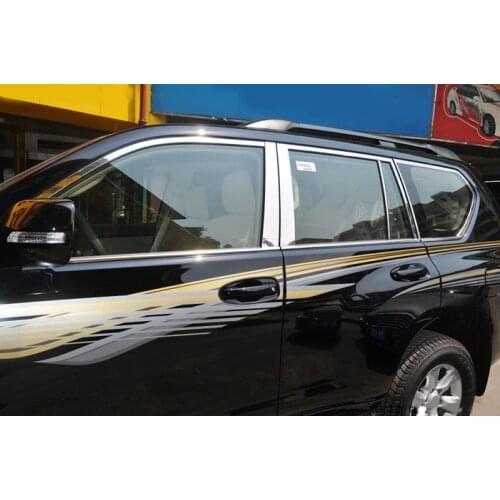 2013 Quality Window Trim 24pcs Frame Sill Belt Trims With Center Pillar For Toyota Land Cruiser Prado FJ150 TRJ 150 2010-2012