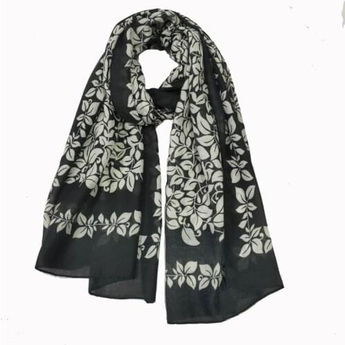 2020 Fashion Soft Leaf Print Scarf Shawls Long Leaves Hijab Wrap Scarves Free Shipping