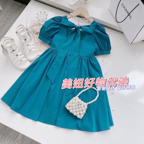 2021 summer girls back bow Boutique dress wholesale