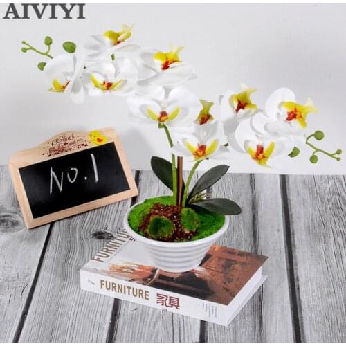 5 silk orchid bonsai artificial flower orchid latex Phalaenopsis home decor Wedding Feel silk orchidea silicon Decoration