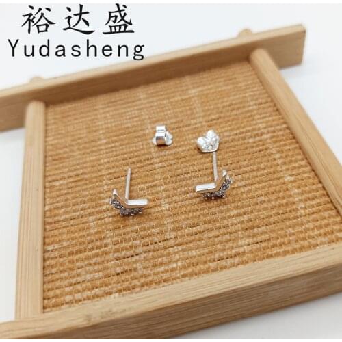 925 Sterling Silver Tiara Wishbone Stud Earrings (Elaborately inlaid and sparkling decoration)