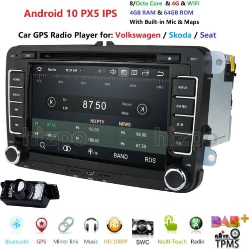 Android 10 4G 64GB 7" 2din Car DVD for VW POLO GOLF 5 6 POLO PASSAT B6 CC JETTA TIGUAN TOURAN EOS SHARAN SCIROCCO CADDY GPS Navi