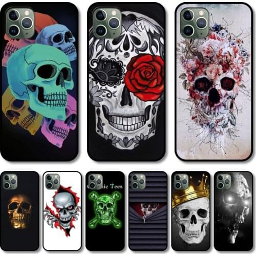White skulls Phone Case cover For iphone 12 pro max 11 8 7 6 s XR PLUS X XS SE 2020 mini black cell shell