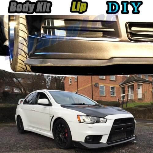 Car Bumper Lip Front Spoiler Skirt Deflector For Mitsubishi Lancer Evolution LanEvo Evo Car Modified Body Kit VIP Hella Flush