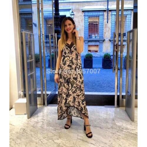 ElfStyle Women Lace Patchwork Viscose 100% Spaghetti Strap Dress - Newest Ladies Thin Shoulder Strap Dress