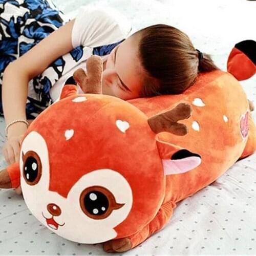 Fancytrader Big Kawaii Plush Sika Deer Toys Soft Stuffed Animals Deers Pillow Doll 80cm for Children and Adult