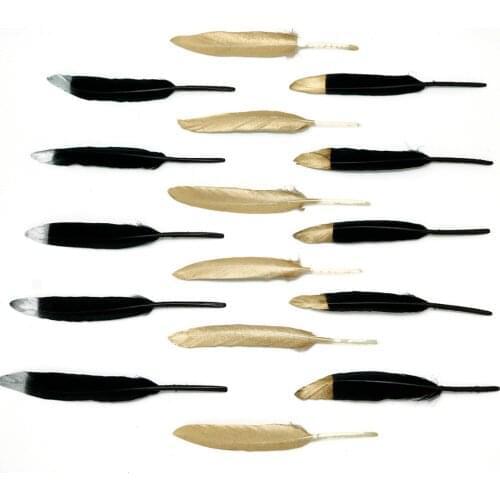 10Pcs/lot Black With Gold Color Goose/Duck Feathers 10-15cm Wedding Bouquet Decoration Craft For DIY Home Decoration
