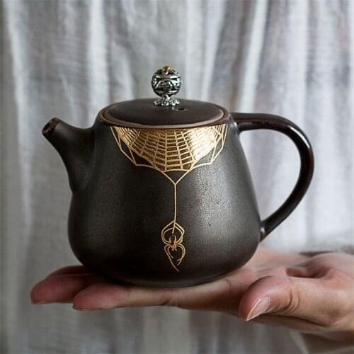 Japanese Style Ceramic Rust Glaze Teapot Retro Handmade Kiln High-end Tea Maker Creative Kung Fu Kettle Office Tea Cup Tea Set