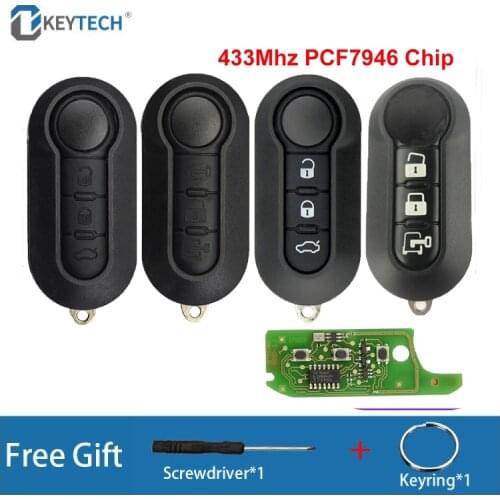 OkeyTech 3 Buttons Flip Folding Remote Control Car Key For Fiat 500 MPV Ducato Citroen Jumper With 433Mhz ID46 PCF7946 Chip