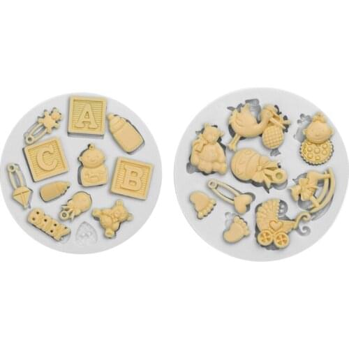 Stroller Baby Bottle Bear Silicone Mold DIY Fondant Chocolate Cake Baking Tools