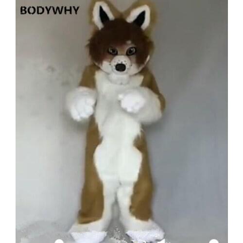 Cosplay Costumes Hairy Dog Mascot Costume Hot Sale Husky Fursuit Animal Cosplay Halloween Dress Up Party Carnival