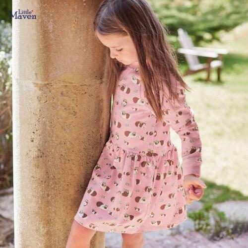 Little Maven Childrens Wear Autumn and Winter New Girls' Dress Long Sleeve Knitted Childrens Skirt Thick Dress Fleece S0907