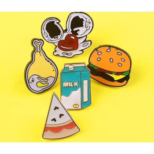 Cute Cartoon Food Badges on Backpack Hamburger Badges for Clothes Enamel Pins for Backpacks Jewelry Gift Clothes Lapel Pin Badge
