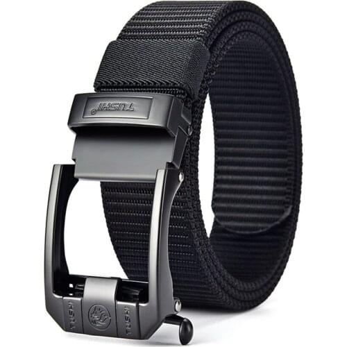 Mens Vintage Belt leather strap Mens Belt Toothless Non-Porous Belt Automatic Buckle Casual Belt Nylon Belt