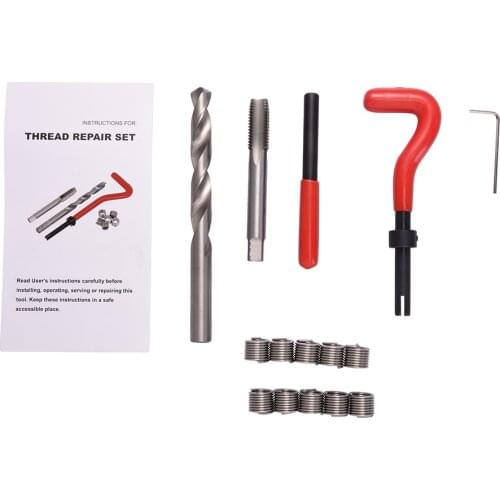 Thread Repair Tool Kit 15pcs M12x1.25 M12x1.5 M12x1.75 For Restoring Damaged Threads Spanner Wrench Twist Drill Bit Kit