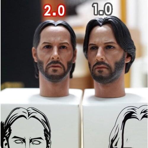Normal/Damaged Version 1/6 Scale The Killer John Wick Keanu Reeves Head Sculpt Carved Accessory Model for 12 '' Body