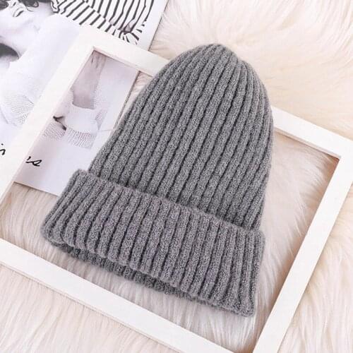 New Solid Beanie Knitted Warm Soft Trendy Winter Hats Simple Sweet Women Casual Caps Elegant All-match Beanies