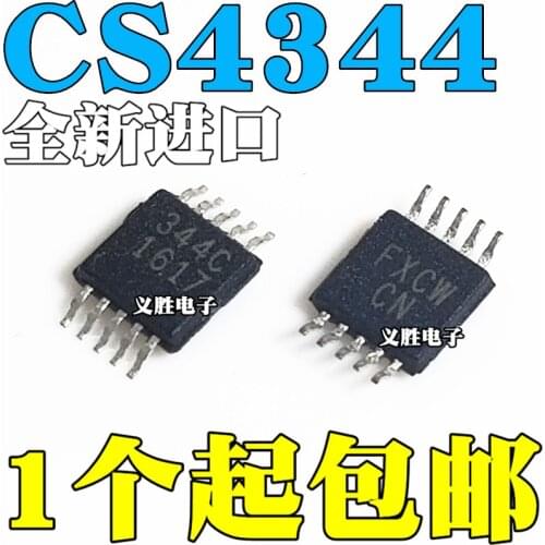 New and original CS4344 CS4344-CZZR 344C MSOP10 Digital-to-analog converter IC，Da converter IC, stereo audio converter, audio d