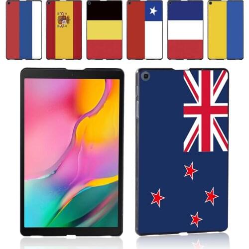 For Samsung Galaxy Tab A 10.1 2019 T510 T515 Flag Pattern Plastic Durable Protective Tablet Hard Shell Case Cover + Free Stylus