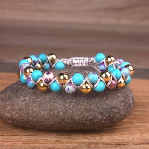 Natural Stone Rope Woven Blue Bracelet Unique Cuff Bracelet Friendship Bracelets Women Dropshipping Jewelry