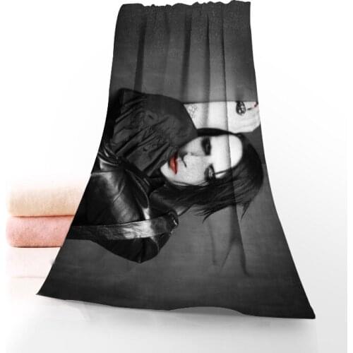 Custom Marilyn Manson Towel Printed Cotton Face/Bath Towels Microfiber Fabric For Kids Men Women Shower Towels