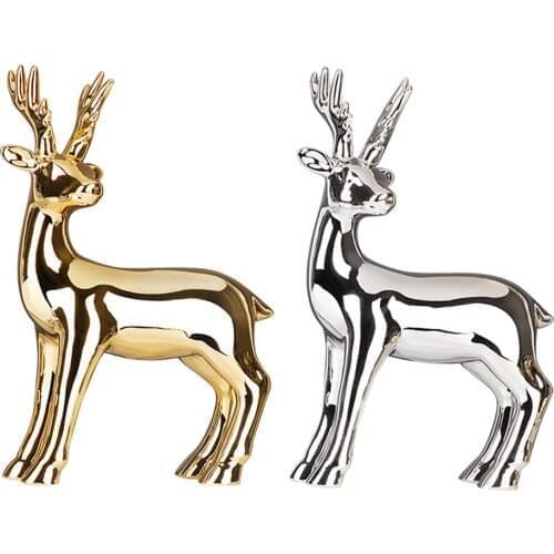 Holiday Reindeer Figurines Christmas Reindeer Sculpture Ceramic Figurine for Home Office Decor