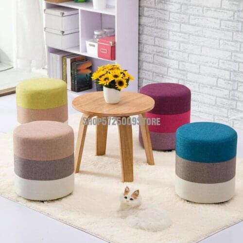 Creative Shoes Changing Stool, Shoes Wearing Stool, Low Stool, Small Stool, Fashionable Round Stool, Cloth Art Sofa Stool, Pier