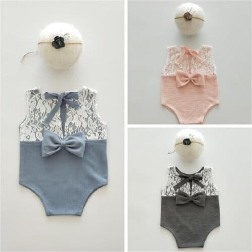 Newborn Photography Props Baby Girl Outfit Cloth Lace Romper Baby Photo Studio Outfits Accessories With Flower Headwear
